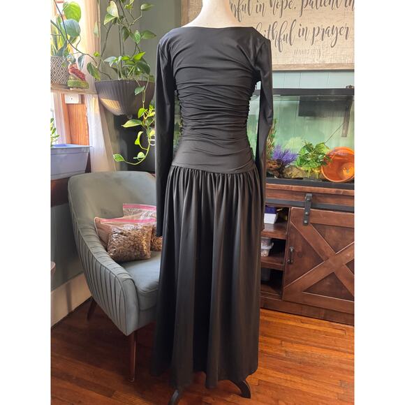 Nia Sera slinky long sleeve ruched midaxi dress in black $148.00 nwt medium - Picture 9 of 11